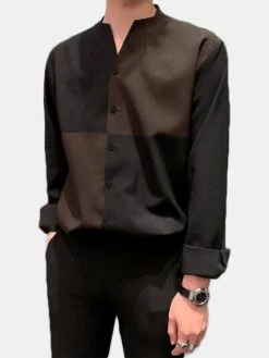 Mens V-Neck Patchwork Long Sleeve Button Up Shirts 13 Mens V-Neck Patchwork Long Sleeve Button Up Shirts -Incerun Shop bc22ff44 ee9e 4ed7 ae3d 0eef977670dd