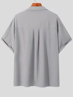 Mens Revere Collar Half Sleeve Button Shirt -Incerun Shop bc2d7f98 b5a0 4b8f 9e96 b7cfff1ff9d2
