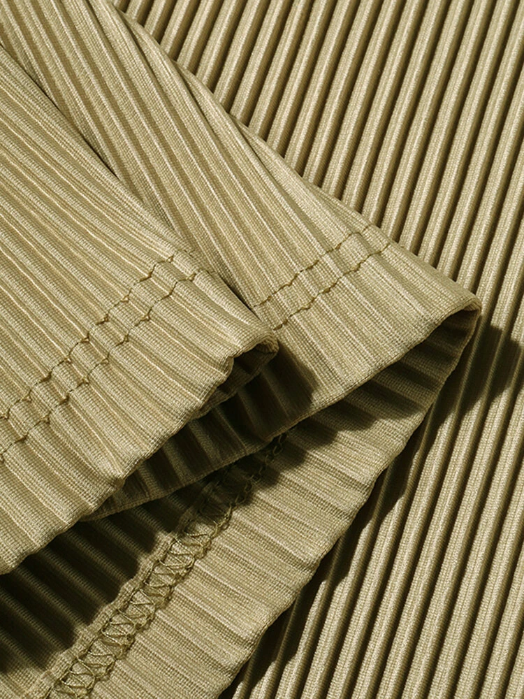 Mens Pleated Round Neck Long Sleeve T-Shirt 10 Mens Pleated Round Neck Long Sleeve T-Shirt - Image 8