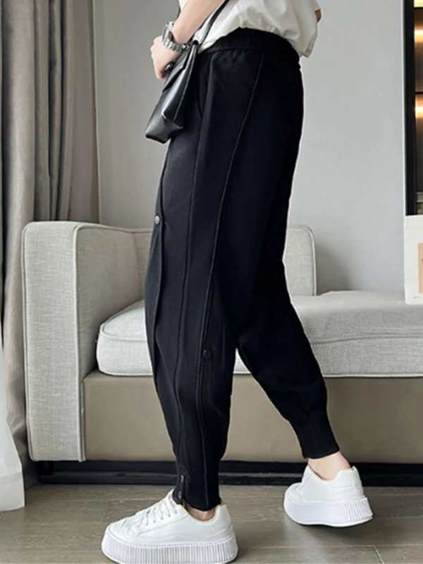 Mens Contrast Binding Snap Button Design Pants 4 Mens Contrast Binding Snap Button Design Pants - Image 2