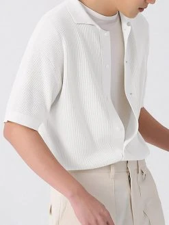 Mens Ribbed Knit Lapel Collar Button Shirt -Incerun Shop bc5f01bf 1f91 4770 9bac 8b4b4b349cc9