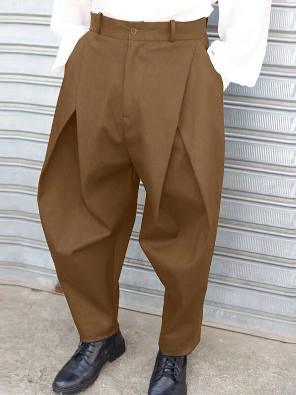Men Plain Cross Pleated Pants 6 Men Plain Cross Pleated Pants - Image 4