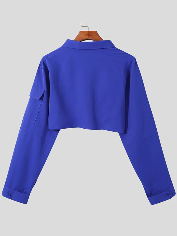 Men Sexy Cutout Long Sleeve Crop Top Shirt 7 Men Sexy Cutout Long Sleeve Crop Top Shirt - Image 5