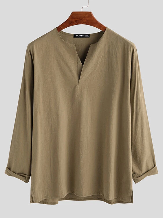 Men V Neck Long Sleeve T-Shirt 7 Men V Neck Long Sleeve T-Shirt - Image 5