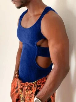 Mens Solid Sexy Side Hollow Knitted Pit Striped Tank Top -Incerun Shop bdbdf606 9ff1 47ca 8314 a74b0156bccd