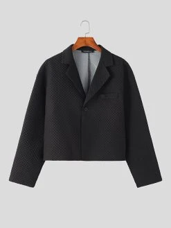 Mens Waffle Textured Long Sleeve Crop Blazer 18 Mens Waffle Textured Long Sleeve Crop Blazer -Incerun Shop bdfc0b72 e7e4 45c9 907c 7835dac392ca