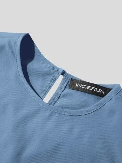 Mens Cutout Sleeves Round Neck Loose T-shirts -Incerun Shop be5f522d 6b50 4465 b595 430cd86f2b7c