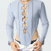Mens Solid Lace-Up Long Sleeve Bodysuit -Incerun Shop be847f1a 0802 45d4 9e06 e2c1d723200b