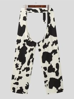 Mens Cow Printed Cutout Pants -Incerun Shop be881532 467f 4a2a 9638 ce23a4275ba9