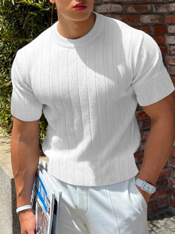 Mens Solid Short Sleeve Knit T-shirt 4 Mens Solid Short Sleeve Knit T-shirt - Image 2