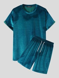 Mens Velvet Solid Crew Neck Casual Two Pieces Outfits -Incerun Shop bf53c753 dcbf 4d34 873b f68b7ce5307d