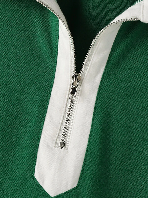 Mens Contrast Collar Half Zip Casual Short Sleeve Golf Shirt 10 Mens Contrast Collar Half Zip Casual Short Sleeve Golf Shirt - Image 8