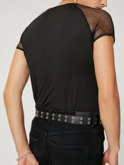 Men Sexy Patchwork Mesh Short Sleeve T-shirt -Incerun Shop c111d28c 1e61 47ec 9d89 4bf5acbebb8b