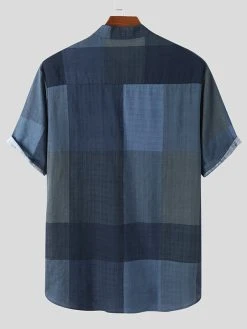 Mens Stand Collar Plaid Short-sleeved Shirt 15 Mens Stand Collar Plaid Short-sleeved Shirt -Incerun Shop c1d635ff fc19 405d 85eb 36355a900092