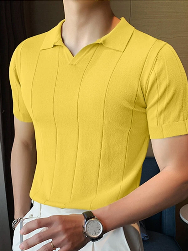 Mens Striped Slim Short Sleeve Lapel Shirt 9 Mens Striped Slim Short Sleeve Lapel Shirt - Image 7