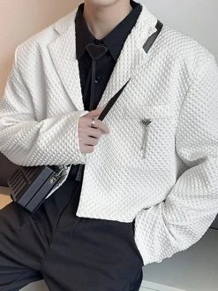 Mens Waffle Textured Long Sleeve Crop Blazer 16 Mens Waffle Textured Long Sleeve Crop Blazer -Incerun Shop c233f7ce 940e 44f1 9de3 4441c516309b
