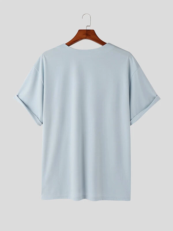 Mens Solid V-Neck Casual Short Sleeve T-Shirt 8 Mens Solid V-Neck Casual Short Sleeve T-Shirt - Image 6