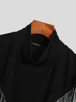 Mens Solid Tassel High Neck Cloak -Incerun Shop c3249e1a 2918 48b5 a905 0624c14aa595