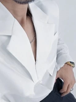 Mens Large Lapel Patchwork Long Sleeve Shirts -Incerun Shop c52e174e d344 4110 a1ff ad2ad2ad2133