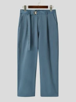 Mens Japan Solid Metal Belt Pocket Pants -Incerun Shop c56364a3 5007 4e8f 954a 9b8f2054f03b