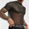 Mens Striped Mesh See Through T-Shirt -Incerun Shop c5c7534d 4caa 4ea4 a43e d4c0cf5ff3f5