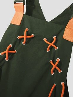 Mens Contrast Lace Up Strap Overall With Pocket -Incerun Shop c6357eb0 e283 441c 9a14 3e2e221fde62