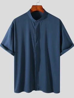 Men's Stand-up Collar Ice Silk Long-sleeved Shirts -Incerun Shop c64b75bc 0dd3 484b 90c9 9479bb52ce96