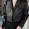 Mens Solid Lapel Faux Leather Casual Crop Blazer -Incerun Shop c7536987 7431 42ce 853d 9904dc7cace9