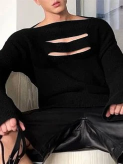 Mens Front Cutout One Word Collar T-shirts -Incerun Shop c7a63d16 f58e 48d7 9cc6 036261f5ca2f