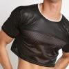 Men Mesh Patchwork Artificial Leather Short Crop Top 1 Men Mesh Patchwork Artificial Leather Short Crop Top -Incerun Shop c9dd38cb 7a1d 4905 8912 52ed40fe37bb