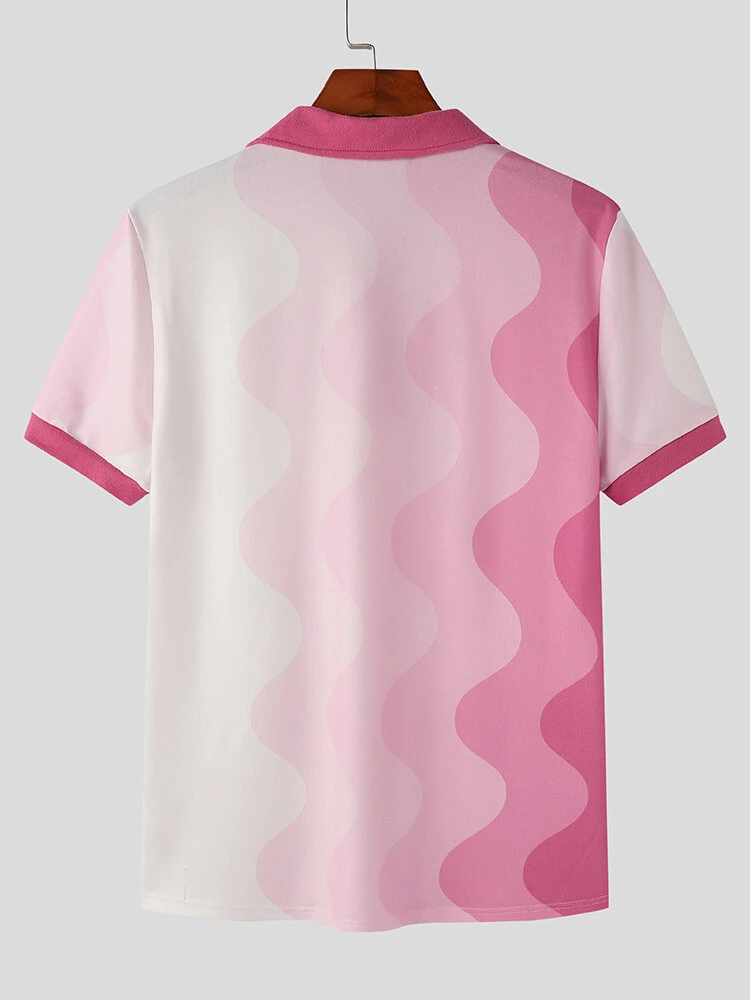 Mens Ombre Wave Striped Knit Short Sleeve Golf Shirt 8 Mens Ombre Wave Striped Knit Short Sleeve Golf Shirt - Image 6