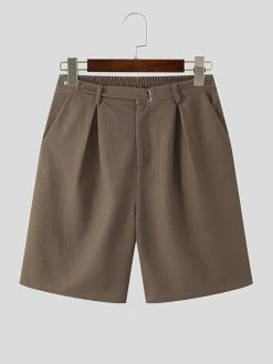 Mens Textured Waffle Knit High Waist Shorts -Incerun Shop ca326155 8c34 4449 a38f 0c725e394374