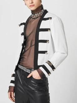 Mens Color Block Chain Metal Button Jacket -Incerun Shop cabd7469 980c 4e1c 907c 7c9cff9b31fc