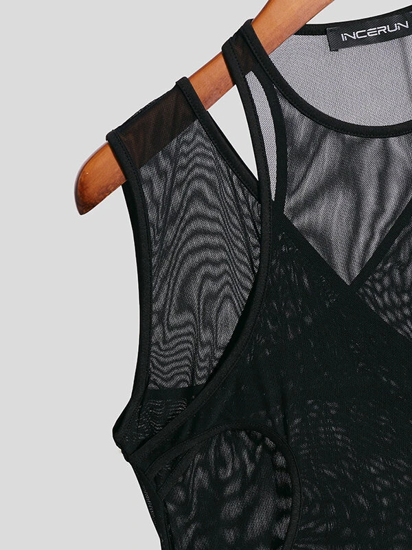 Mens Cutout Mesh See Through Tank Top 11 Mens Cutout Mesh See Through Tank Top - Image 9