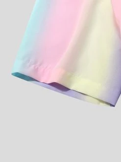 Men Rainbow Striped Print Short-sleeved Shirt -Incerun Shop cb936926 6f8d 4acd 9f64 e3e347c11b7e