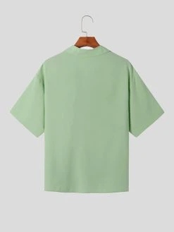 Mens Twist Front Cutout Color Block Shirt -Incerun Shop cba467ef 4012 4603 ad00 2eccd2ae1cc1