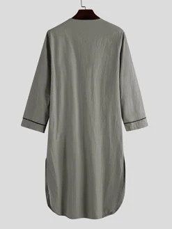 Long Sleeve Henley Shirt Design Chest Pokcets Sleepwear Loungewear Robe For Men -Incerun Shop cbe3b020 3b19 43bf 87ba 66cf6bd151e2