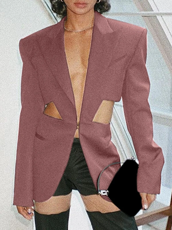 Mens Waist Cutout Casual Long Sleeve Blazer 7 Mens Waist Cutout Casual Long Sleeve Blazer - Image 5