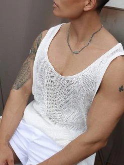 Mens Knit Hollow Out Scoop Neck Sleeveless Tank 12 Mens Knit Hollow Out Scoop Neck Sleeveless Tank -Incerun Shop cc273464 6581 44df bb19 39dc9bc444d5