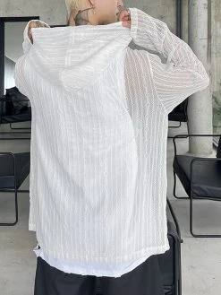 Mens Lace Hollow Out Zip Front Hooded Jacket -Incerun Shop cc9b894c d47c 4a91 9a6f 72f0be06b4ee