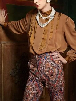 Men Pleated High Neck Long Sleeve Shirt 21 Men Pleated High Neck Long Sleeve Shirt -Incerun Shop ccb95482 e930 4a17 b55e e650d99868d3