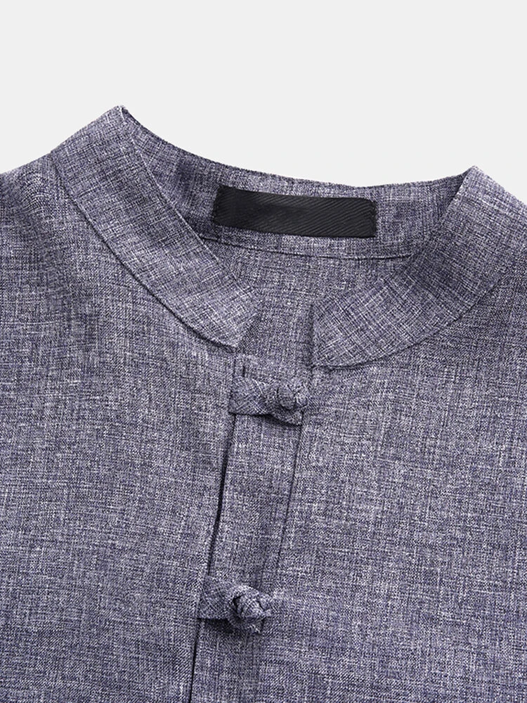 Men Soild Chinese Button V-neck Short Sleeve Henley Shirt 11 Men Soild Chinese Button V-neck Short Sleeve Henley Shirt - Image 9