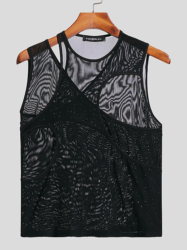 Mens Cutout Mesh See Through Tank Top 9 Mens Cutout Mesh See Through Tank Top - Image 7
