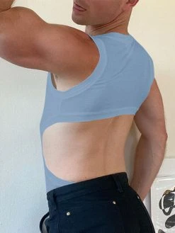 Men Plain Slim Back Cutout Vest -Incerun Shop cd33417b 908e 4e4d b1f6 6a33f22455de