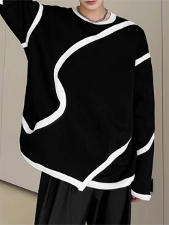 Mens Contrast Patchwork Irregular Long Sleeve T-shirt -Incerun Shop cec4b347 c297 48c8 a995 cfa443200975