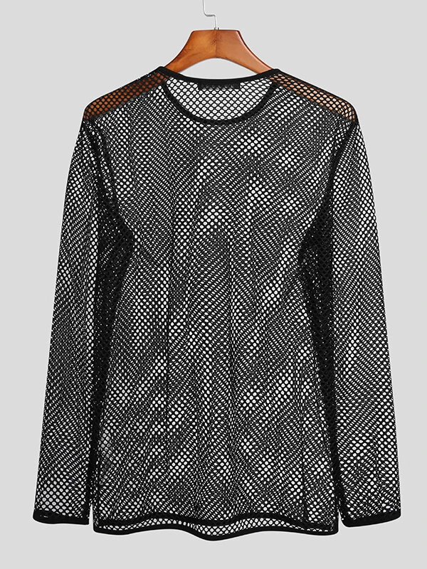Mens Mesh See Through Long Sleeve T-Shirt 7 Mens Mesh See Through Long Sleeve T-Shirt - Image 5