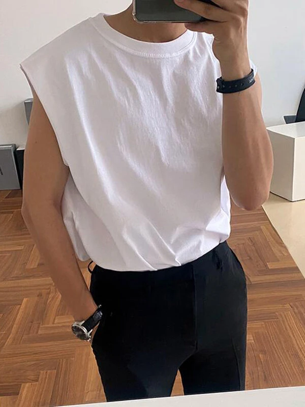 Mens Loose Knit Round Neck Sleeveless Tank 4 Mens Loose Knit Round Neck Sleeveless Tank - Image 2