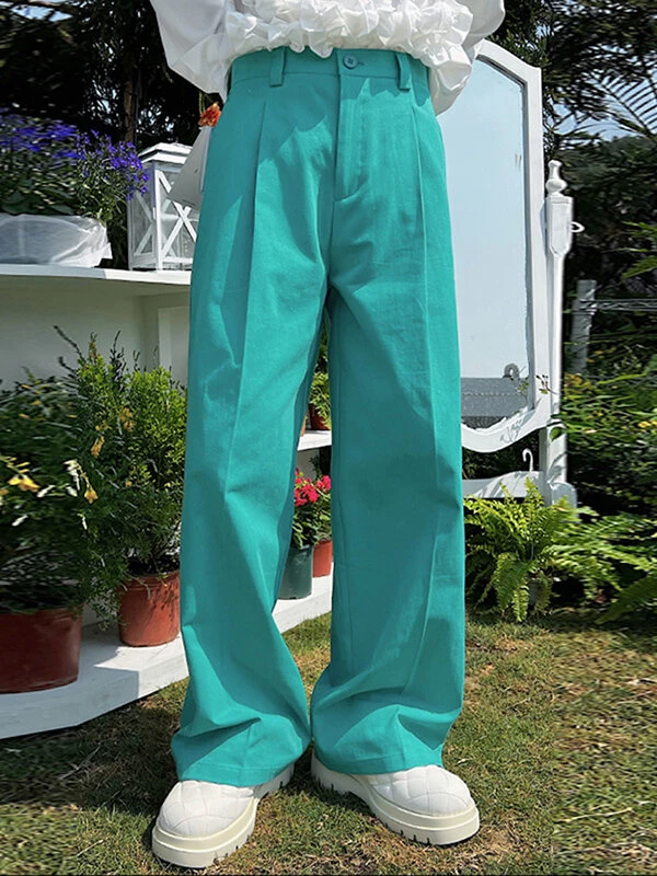 Mens Solid Casual Straight Pants With Pocket 5 Mens Solid Casual Straight Pants With Pocket - Image 3