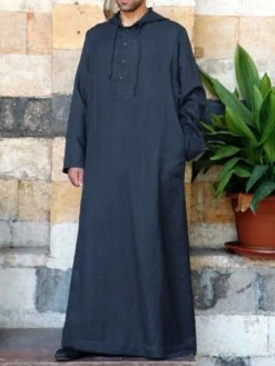 Men Cotton Middle Robe Solid Long Sleeve Hooded T-Shirt -Incerun Shop d01c5a69 01c7 46f6 8d4d 2c45f8196ea5