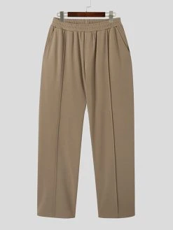 Mens Pleated Solid Casual Straight Pants 14 Mens Pleated Solid Casual Straight Pants -Incerun Shop d08aa72f 18bb 4455 9249 04624a09d10b